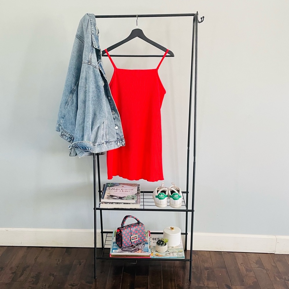 Red Mini Ribbed Summer Dress